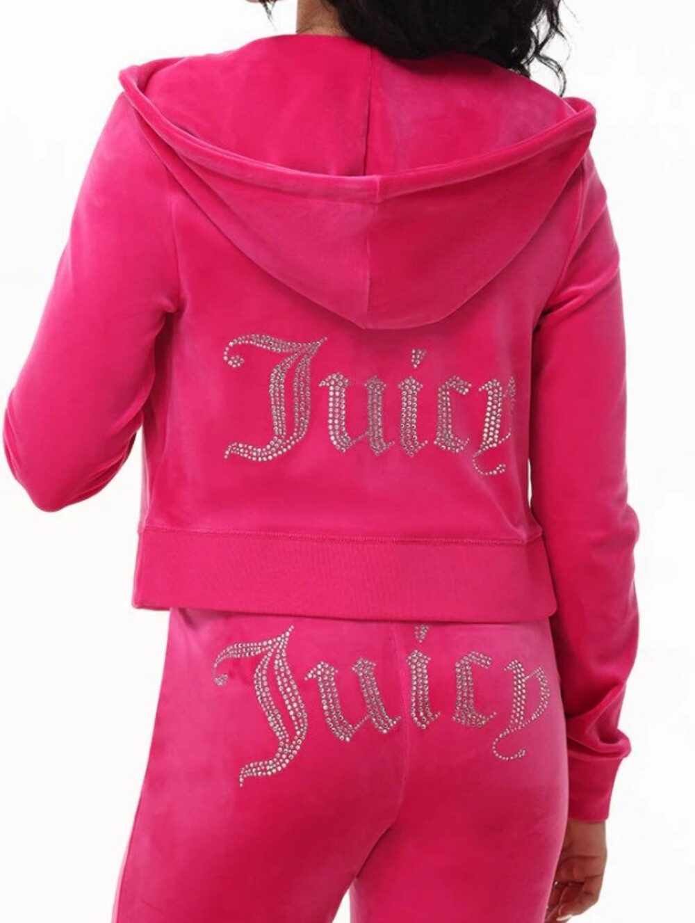 Juicy Couture Hot Pink Velour Rhinestone Logo Tracksuit Set